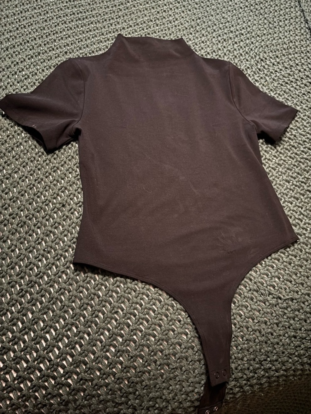 Banana Republic Mockneck Black Short-Sleeve Bodysuit